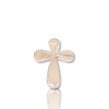 Σταυρός απο ρόζ χρυσό κ14 με ζιργκόν (code H1657)