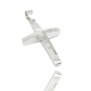 Λευκόχρυσος σταυρός κ14 με ζιργκόν (code Η1683)