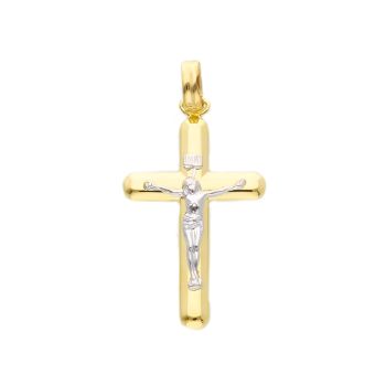 Σταυρός απο χρυσό κ14 με εσταυρωμένο απο λευκόχρυσο κ14  (code S241631 )