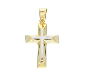 Σταυρός απο χρυσό κ14 με λεπτομέρια απο λευκόχρυσο κ14  (code S242835)