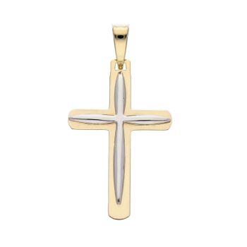 Σταυρός απο χρυσό κ14 με λεπτομέρια απο λευκόχρυσο κ14  (code S244706)