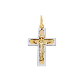 Σταυρός απο χρυσό κ14 με εσταυρωμένο απο λευκόχρυσο κ14  (code S244732 )