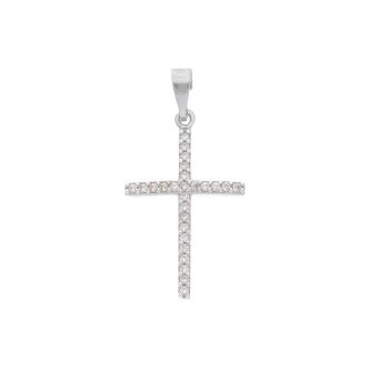 Σταυρός απο λευκό χρυσό κ14 με ζιργκόν (code S250176)