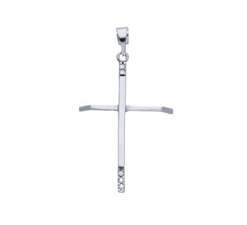Σταυρός απο λευκό χρυσό κ14 λουστράτος  (code S250178)