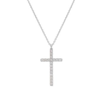 Σταυρός απο λευκόχρυσο κ9 με ζιργκόν (code S262982)