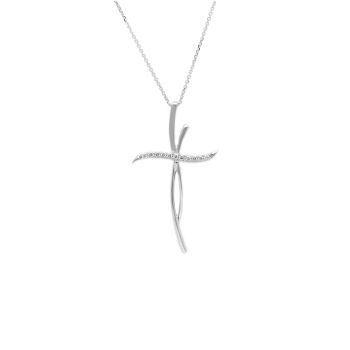 Σταυρός  απο  λευκό χρυσό κ9 με ζιργκόν (code S275480)