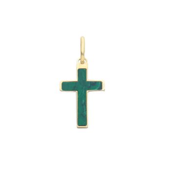 Golden cross k14 with malachite (code S290183)