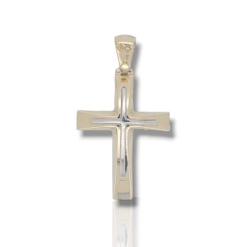 Croce in oro giallo k14 e oro bianco (code AL1854)