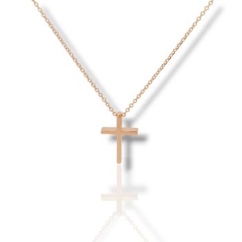 Croce con catena in oro rosa k14 (code H1746)