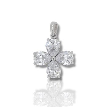Croce in oro bianco k14 in oro bianco k14 con zirconi cubici (code H1867)