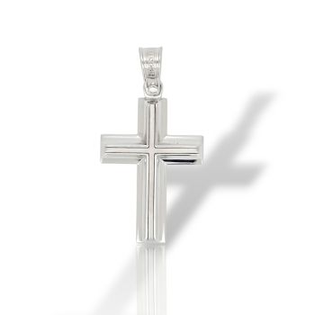 Σταυρός απο λευκόχρυσο κ14 με φαλτσογωνιές (code H2272)