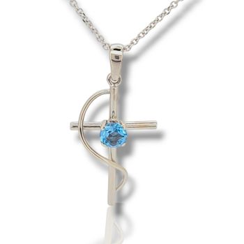 Σταυρός απο λευκό χρυσό κ14 λουστράτος  (code H2833)