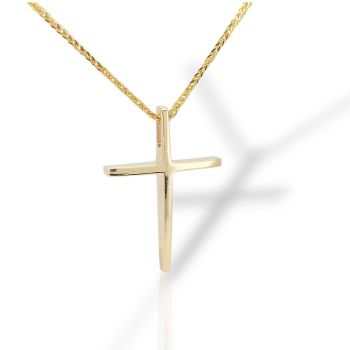 Σταυρός απο χρυσό K14  με αλυσίδα (code H2927)