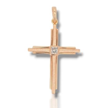 Croce in oro rosa k18 con diamante (code 1659)