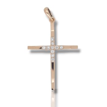 Croce in oro rosa k18 con diamanti (code P1661)