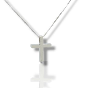 Σταυρός απο λευκόχρυσο κ14 μαζί με αλυσίδα λευκόχρυση (code H2301)