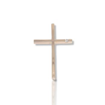 Croce in oro Rosa k14 con diamante (code H2126)