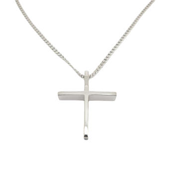 Croce (con catena) in oro Bianco k14 (code P1744)