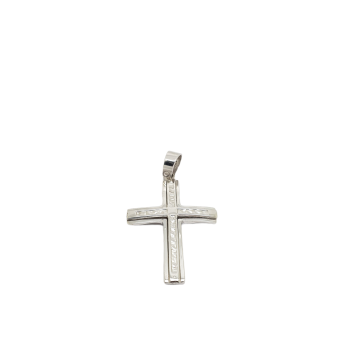 Croce in oro bianco k14 (code H1844)