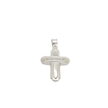 Croce in oro bianco k14 con zirconi cubici (code AL1846)