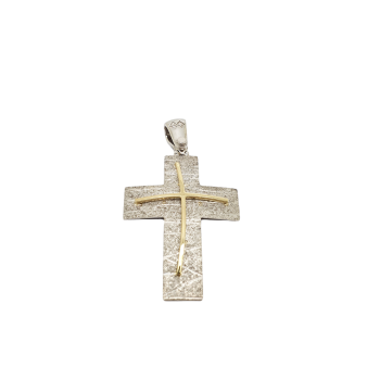 Croce in oro bianco e oro giallo k14 (code GP1887)