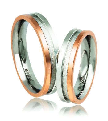 Βέρες γάμου απο λευκόχρυσο & ροζ χρυσό, 4.8mm (code AC5r)