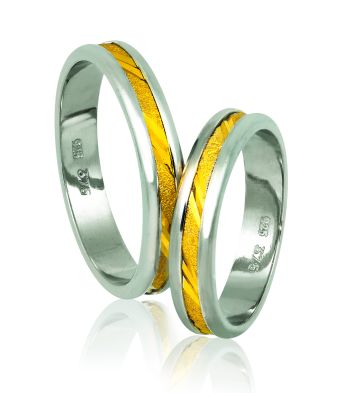 White gold & gold wedding rings 4.3mm (code A342)