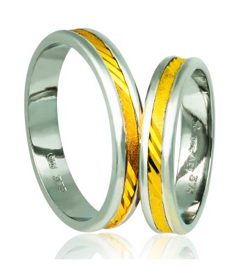 White gold & gold wedding rings 4.3mm(codeA343)