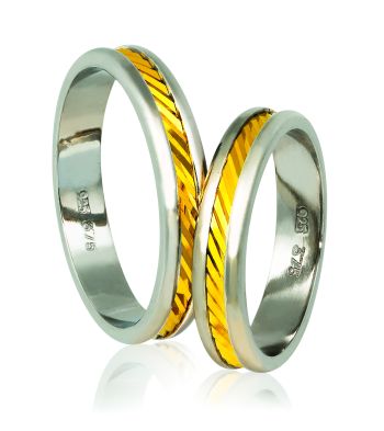 White gold & gold wedding rings 4.3mm (code A74)