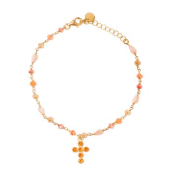 Rosario con pietre arancioni e zircone (code BEN362/BO)