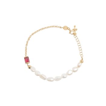 Bracciale placcato in oro con perle e zirconi, con croce (code  BEN392/BZR)