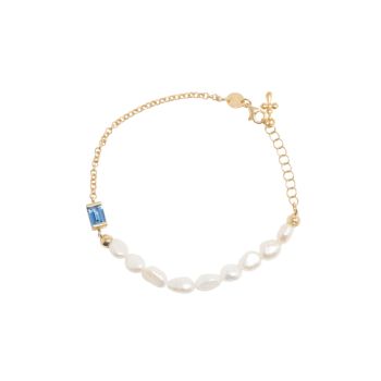 Bracciale placcato in oro con perle e zirconi, con croce (code BEN392/BZZ)