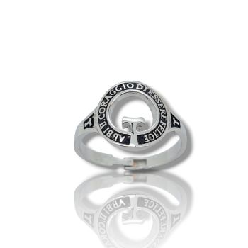 Δαχτυλίδι απο επιπλατινωμένο ασήμι 925° “Abbi il coraggio di essere felice” (AGI266 A-A)