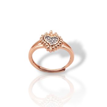 Rose-Gold Plated Silver Ring with White Zircon Heart  (ΒΕΝ270/A)