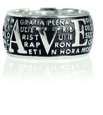 Δαχτυλίδι PRECEM PATER  απο επιπλατινωμένο ασήμι 925° (AGI 106-A-AN)