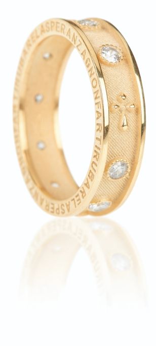 Δαχτυλίδι επιχρυσωμένο ασήμι τύπου ροζάριο - Λευκά Ζιργκόν (AGI103/A-OZB)