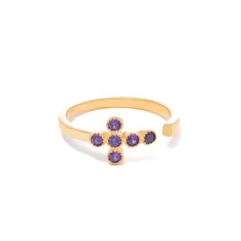  Gold plated silver ring with synthetic amethyst 925 (AGI363/A-VI)