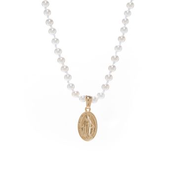 Collana di perle con elemento in argento placcato oro (BEN322/C)
