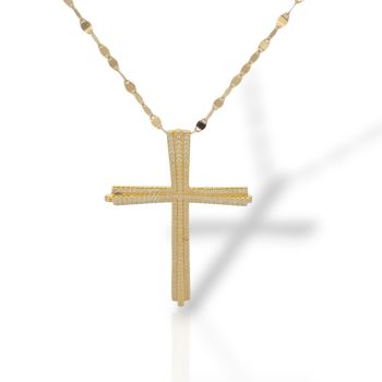 Collana Icona CRUCIS LUMINIS - Pietre Bianco (code BEN398/CO)