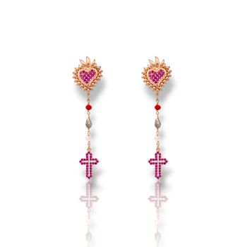 Rose gold plated silver 925º cross earrings (BEN301/O)