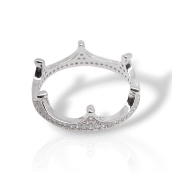 Anello corona in argento 925° rodiato  (code FC002533)