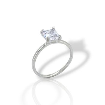 Μονόπετρο δαχτυλίδι απο επιπλατινωμένο ασήμι 925° (code FC002791)