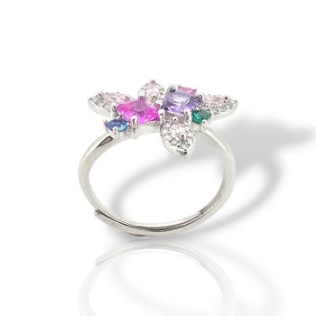 Silver ring 925 with multicolored synthetic stones. (code FCΜ002814)