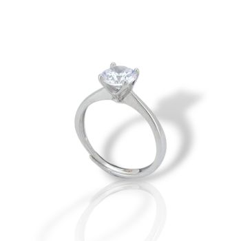 Μονόπετρο δαχτυλίδι απο επιπλατινωμένο ασήμι 925° (code FC004106)