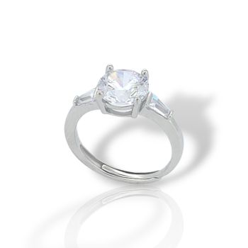 Μονόπετρο δαχτυλίδι απο επιπλατινωμένο ασήμι 925° (code FC004860)