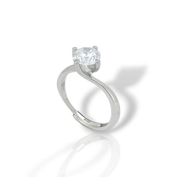 Μονόπετρο δαχτυλίδι απο επιπλατινωμένο ασήμι 925° (code FC004862)
