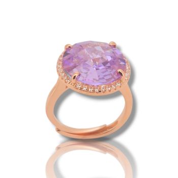 Ασημένιο δαχτυλίδι με ροζ επιχρυσωση 925° (code FC005536)