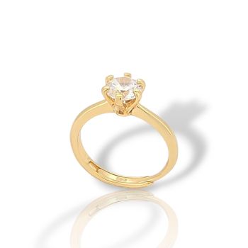 Ασημένιο δαχτυλίδι μονόπετρο απο επιχρυσωμένο ασήμι 925° (code FC006017)