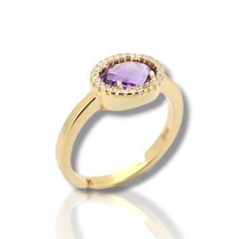 Ασημένιο οβάλ δαχτυλίδι απο επιχρυσωμένο ασήμι 925° (code FC006502)