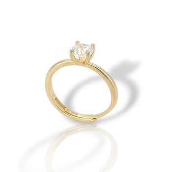 Δαχτυλίδι μονόπετρο απο επιχρυσωμένο ασήμι 925° (code FC007370)